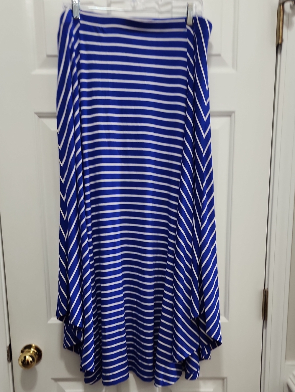 Chico's Royal Blue and White Striped Circle Skirt